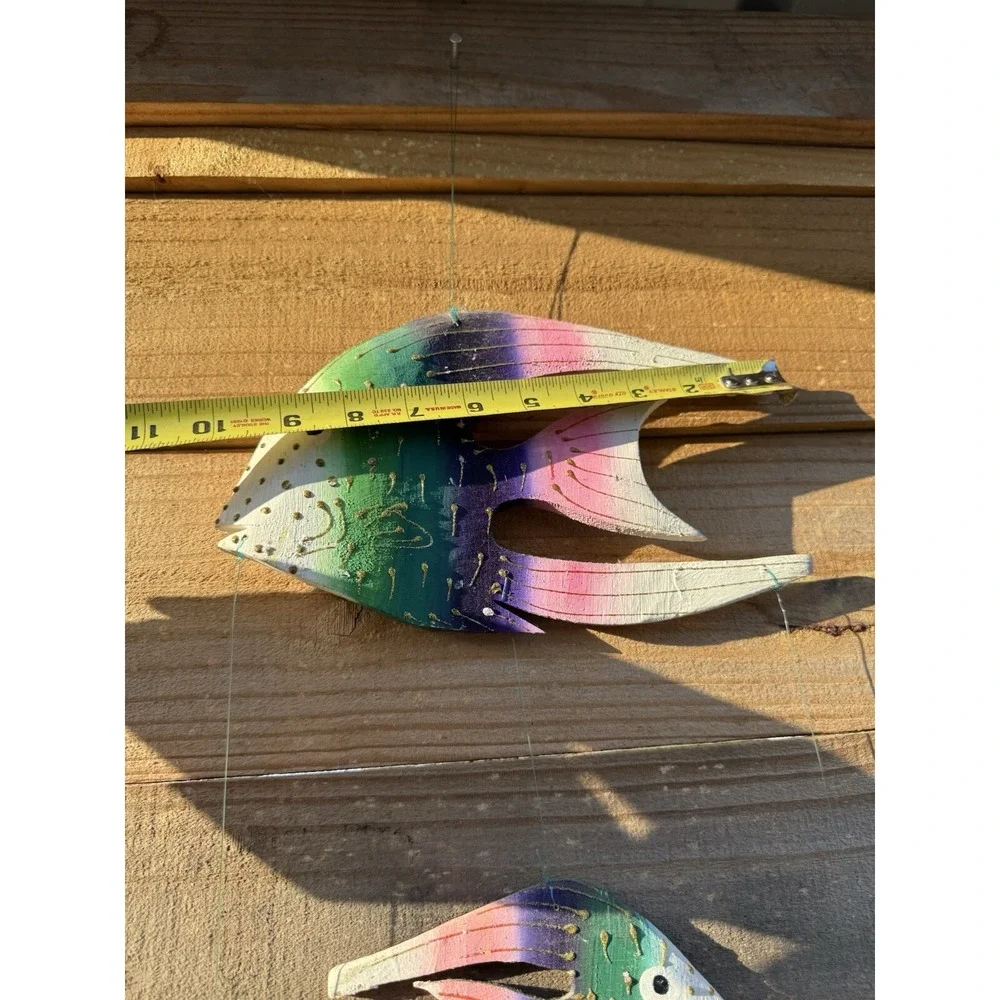 Wooden‎ Hanging Decorative Hand Carved Hand Painted Fish Vintage Jamaica